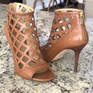NEW Michael Kors Peep Toe Bootie Gold Zipper